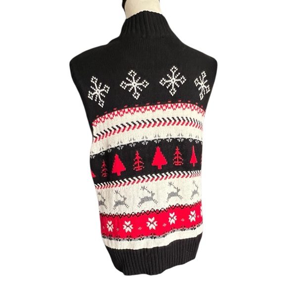 VTG. Christmas Reindeer,Snowflake Zipper front Vest. Size L. - Picture 5 of 8